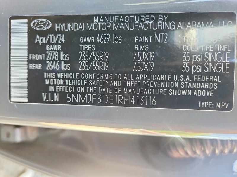 Продаж на аукціоні авто 2024 Hyundai Tucson, vin: 5NMJF3DE1RH413116, номер лоту: 63594946