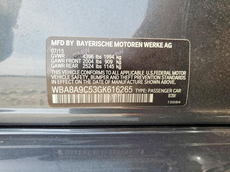 65218056 :رقم المزاد ، WBA8A9C53GK616265 vin ، 2016 Bmw 320 مزاد بيع