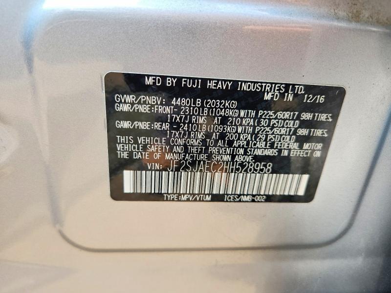 Aukcja sprzedaży 2017 Subaru Forester, vin: JF2SJAEC2HH528958, numer aukcji: 64278556