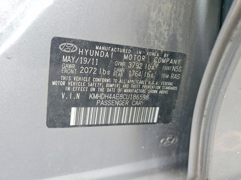 66230766 :رقم المزاد ، KMHDH4AE8CU186598 vin ، 2012 Hyundai Elantra مزاد بيع