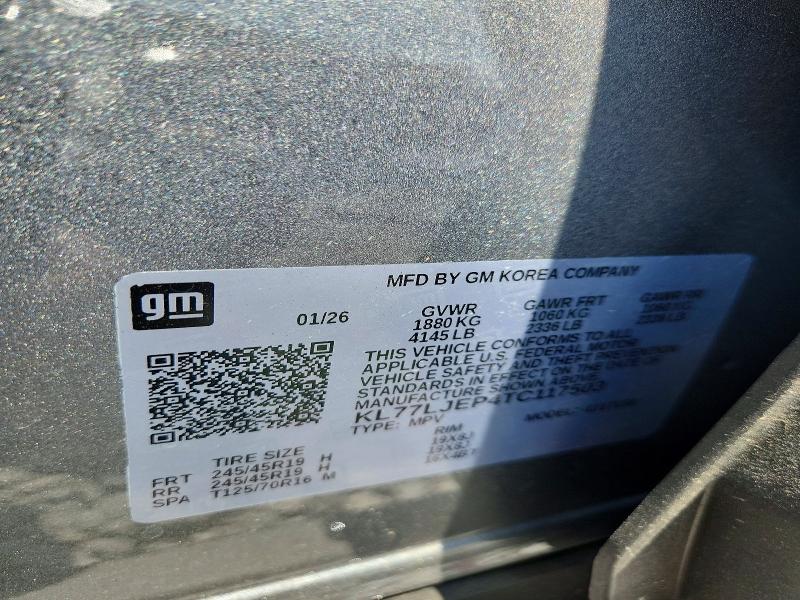 Aukcja sprzedaży 2026 Chevrolet Trax, vin: KL77LJEP4TC117503, numer aukcji: 66220856