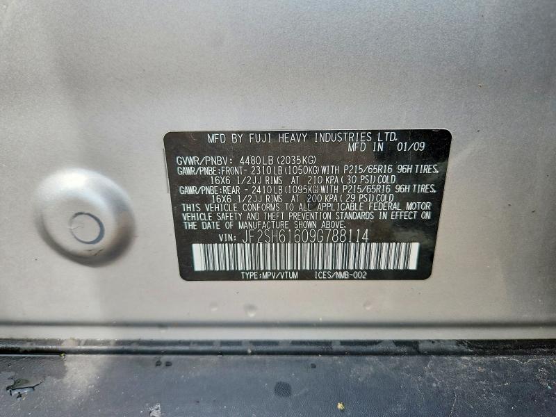 Продаж на аукціоні авто 2009 Subaru Forester, vin: JF2SH61609G788114, номер лоту: 64333276