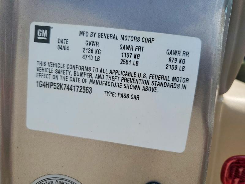 Aukcja sprzedaży 2004 Buick Lesabre, vin: 1G4HP52K744172563, numer aukcji: 66558526