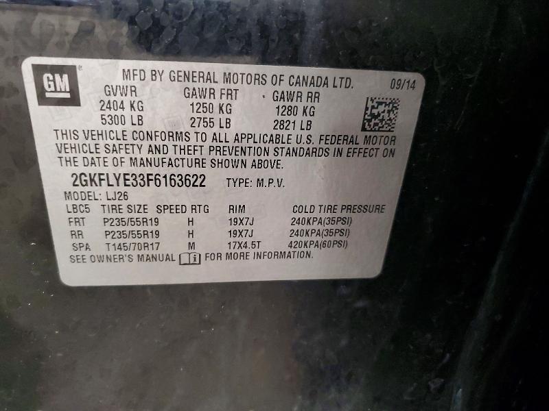 Aukcja sprzedaży 2015 Gmc Terrain, vin: 2GKFLYE33F6163622, numer aukcji: 64809506