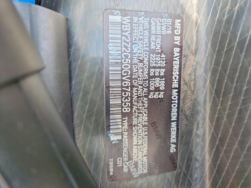 2016 Bmw I8 მანქანა იყიდება აუქციონზე, vin: WBY2Z2C50GV675358, აუქციონის ნომერი: 66977586