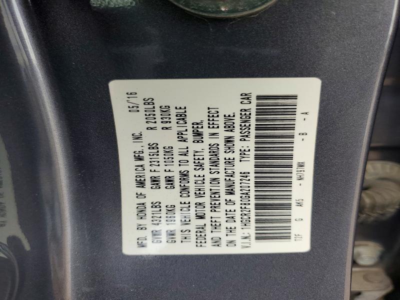 Продаж на аукціоні авто 2016 Honda Accord, vin: 1HGCR2F80GA207246, номер лоту: 64020096