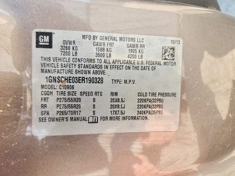 Auction sale of the 2014 Chevrolet Suburban, vin: 1GNSCHE03ER190328, lot number: 64552766
