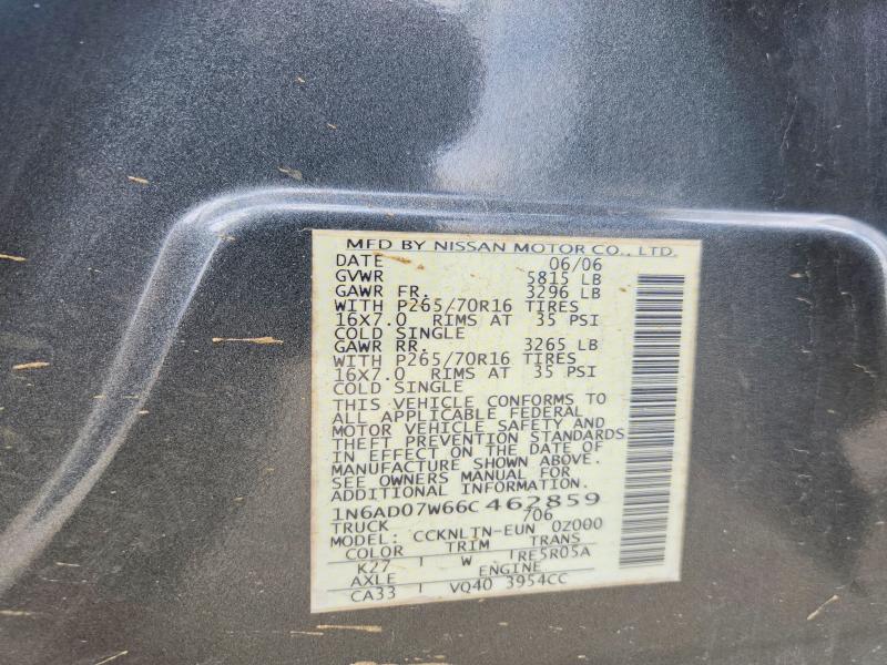 63369756 :رقم المزاد ، 1N6AD07W66C462859 vin ، 2006 Nissan Frontier مزاد بيع