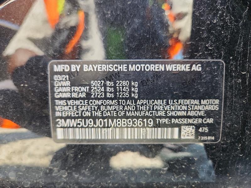 Aukcja sprzedaży 2021 Bmw M340xi, vin: 3MW5U9J01M8B93619, numer aukcji: 65912156