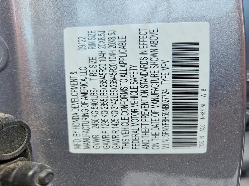 63905166 :رقم المزاد ، 5FNYF8H59NB027724 vin ، 2022 Honda Passport مزاد بيع