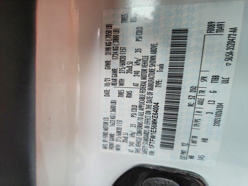 Продажа на аукционе авто 2021 Ford F150, vin: 1FTFW1E56MKE64004, номер лота: 63264196