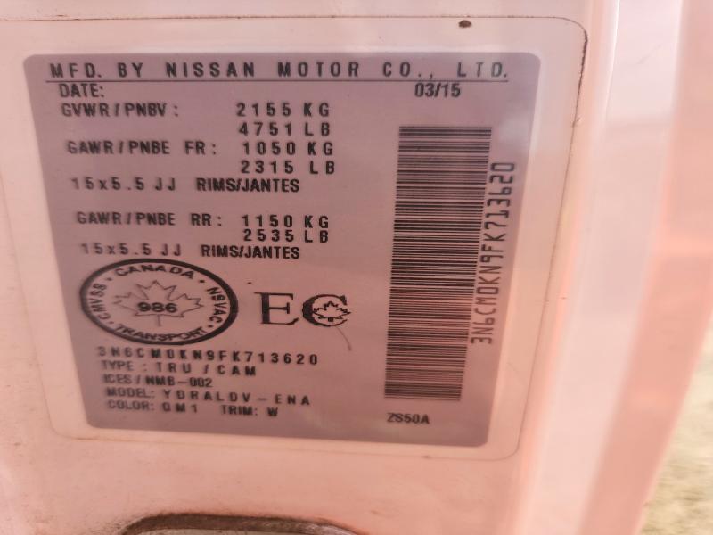2015 Nissan Nv200 მანქანა იყიდება აუქციონზე, vin: 3N6CM0KN9FK713620, აუქციონის ნომერი: 63740906