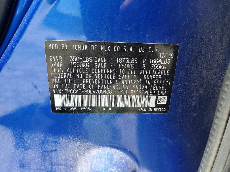 63555106 :رقم المزاد ، 3HGGK5H89LM700408 vin ، 2020 Honda Fit مزاد بيع