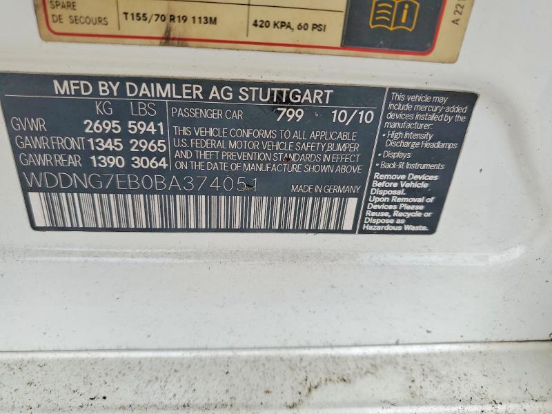 Aukcja sprzedaży 2011 Mercedes-benz S, vin: WDDNG7EB0BA374051, numer aukcji: 67454166