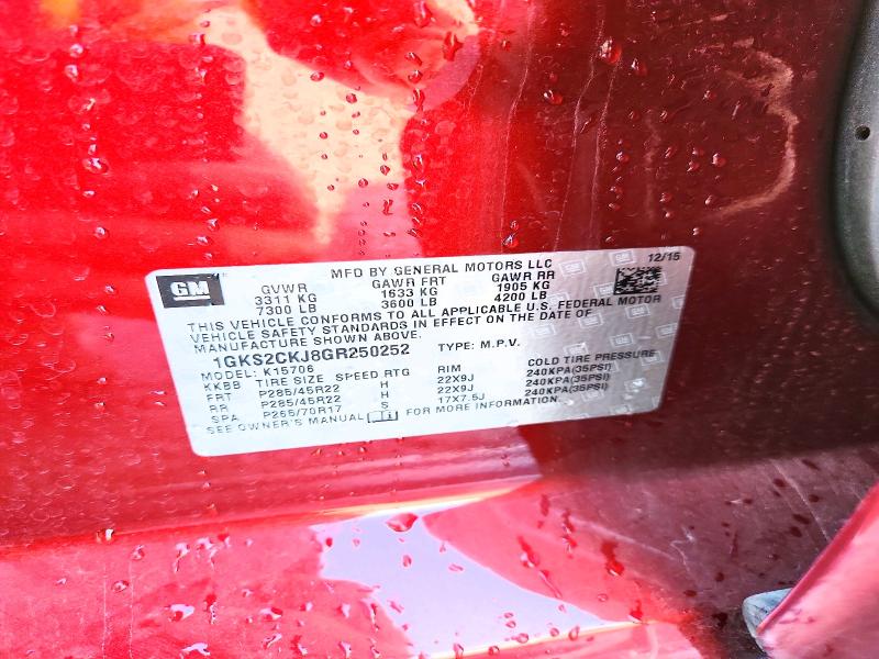 2016 Gmc Yukon მანქანა იყიდება აუქციონზე, vin: 1GKS2CKJ8GR250252, აუქციონის ნომერი: 65666946