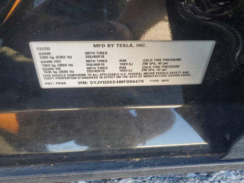 65417556 :رقم المزاد ، 5YJYGDEE4MF094479 vin ، 2021 Tesla Model Y مزاد بيع