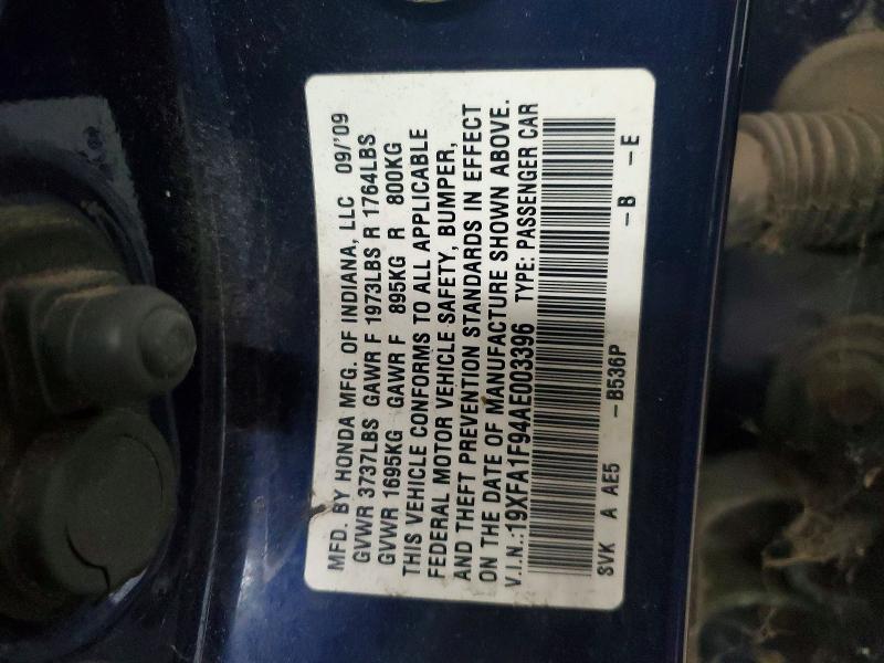 Aukcja sprzedaży 2010 Honda Civic, vin: 19XFA1F94AE003396, numer aukcji: 65441176