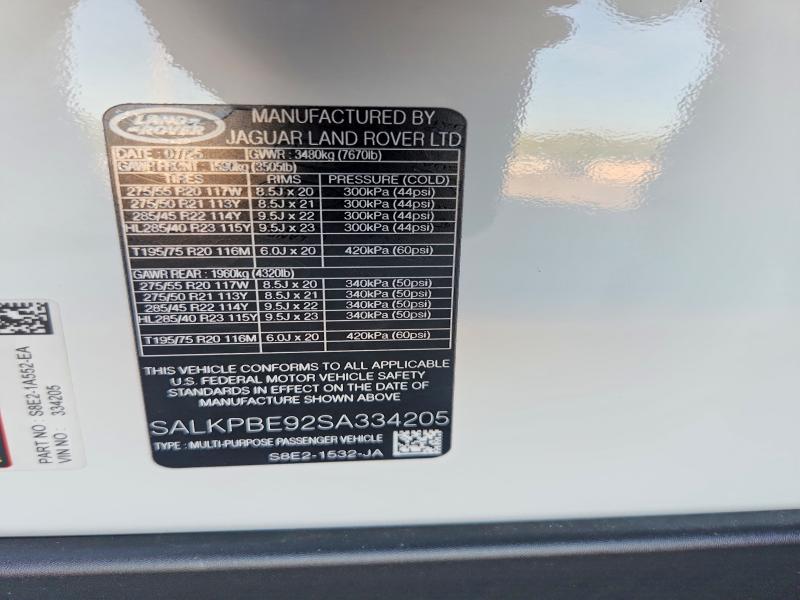Продаж на аукціоні авто 2025 Land Rover Range Rover, vin: SALKPBE92SA334205, номер лоту: 65656136
