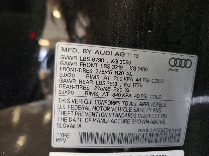 Продажа на аукционе авто 2014 Audi Q7, vin: WA1LGAFE6ED011449, номер лота: 64835106