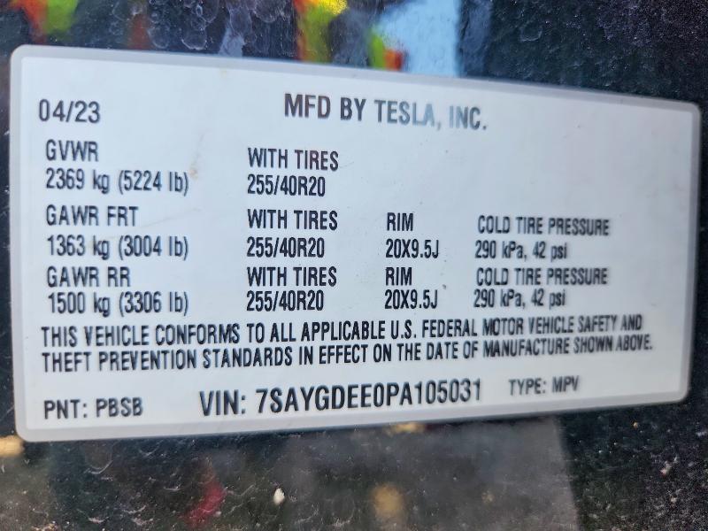 Aukcja sprzedaży 2023 Tesla Model Y, vin: 7SAYGDEE0PA105031, numer aukcji: 65698256