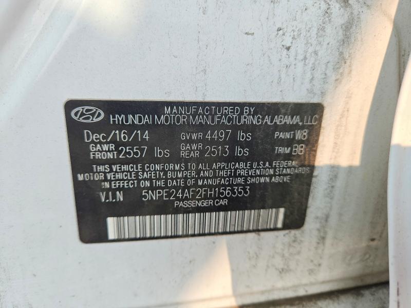 65288946 :رقم المزاد ، 5NPE24AF2FH156353 vin ، 2015 Hyundai Sonata مزاد بيع
