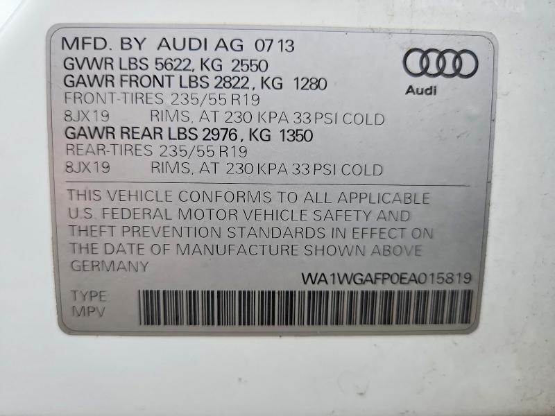 Aukcja sprzedaży 2014 Audi Q5, vin: WA1WGAFP0EA015819, numer aukcji: 66466776