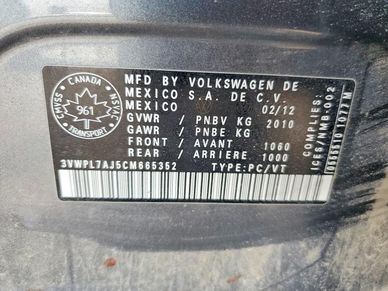 Продажа на аукционе авто 2012 Volkswagen Jetta, vin: 3VWPL7AJ5CM665352, номер лота: 63750776