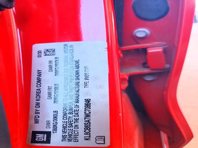 2021 Chevrolet Spark მანქანა იყიდება აუქციონზე, vin: KL8CB6SA7MC708646, აუქციონის ნომერი: 65102216