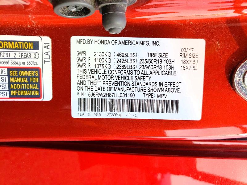 Продажа на аукционе авто 2017 Honda Cr-v, vin: 5J6RW2H87HL031150, номер лота: 63740546