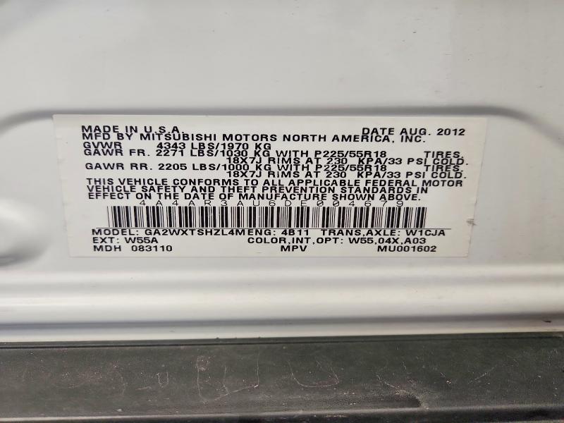 Aukcja sprzedaży 2013 Mitsubishi Outlander Sport, vin: 4A4AR3AU6DE004679, numer aukcji: 65401636