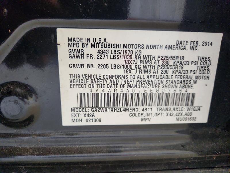 Aukcja sprzedaży 2014 Mitsubishi Outlander Sport, vin: 4A4AR4AU1EE023664, numer aukcji: 67164536