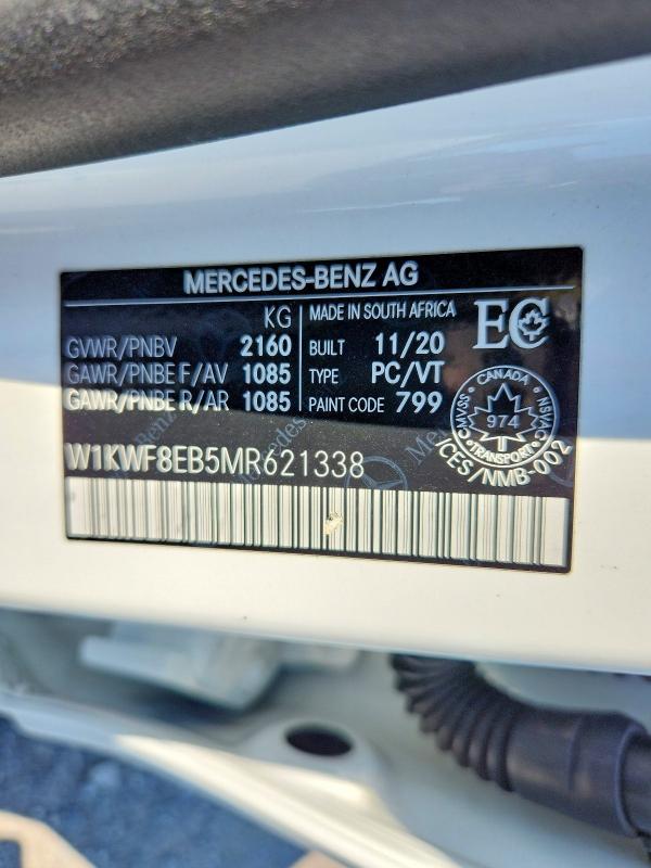 63428426 :رقم المزاد ، W1KWF8EB5MR621338 vin ، 2021 Mercedes-benz C مزاد بيع