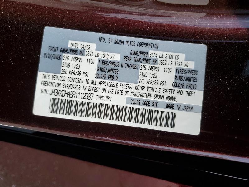 Продажа на аукционе авто 2024 Mazda Cx-90, vin: JM3KKDHA8R1112387, номер лота: 65756126