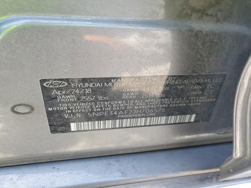 66400746 :رقم المزاد ، 5NPE34AF2JH706575 vin ، 2018 Hyundai Sonata مزاد بيع