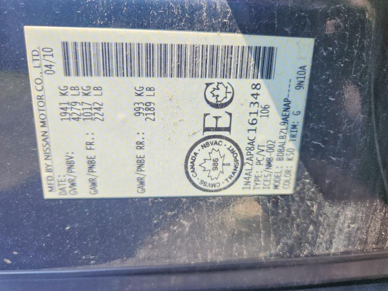 Aukcja sprzedaży 2010 Nissan Altima, vin: 1N4AL2AP8AC161348, numer aukcji: 64109286