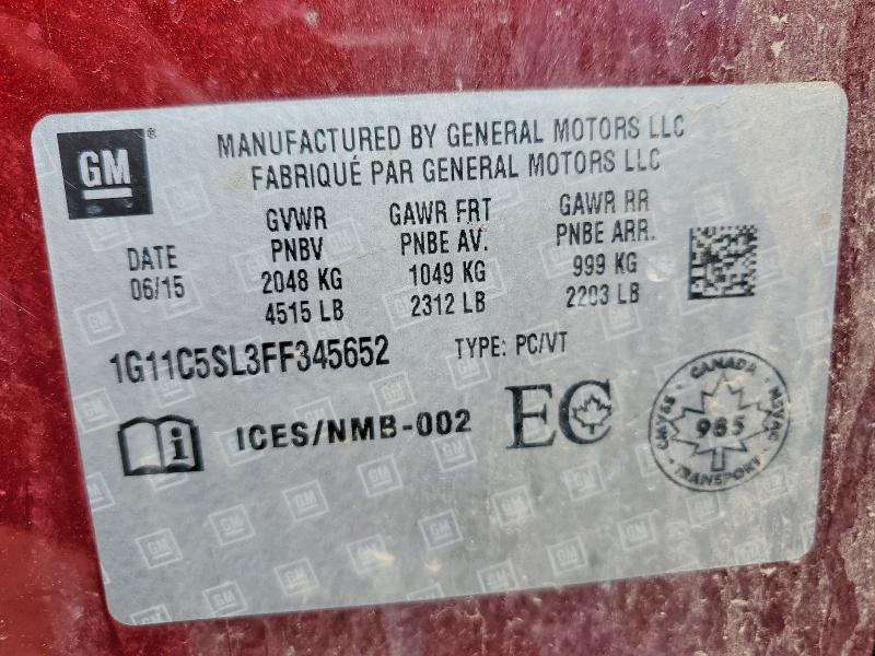 Продажа на аукционе авто 2015 Chevrolet Malibu, vin: 1G11C5SL3FF345652, номер лота: 65194956