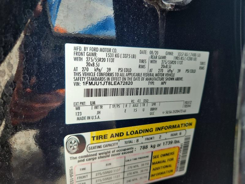 2020 Ford Expedition მანქანა იყიდება აუქციონზე, vin: 1FMJU1JT8LEA72820, აუქციონის ნომერი: 65479906