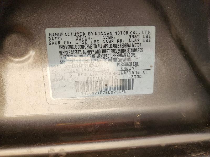 Продаж на аукціоні авто 2014 Nissan Versa, vin: 3N1CN7AP7EL875656, номер лоту: 63434806