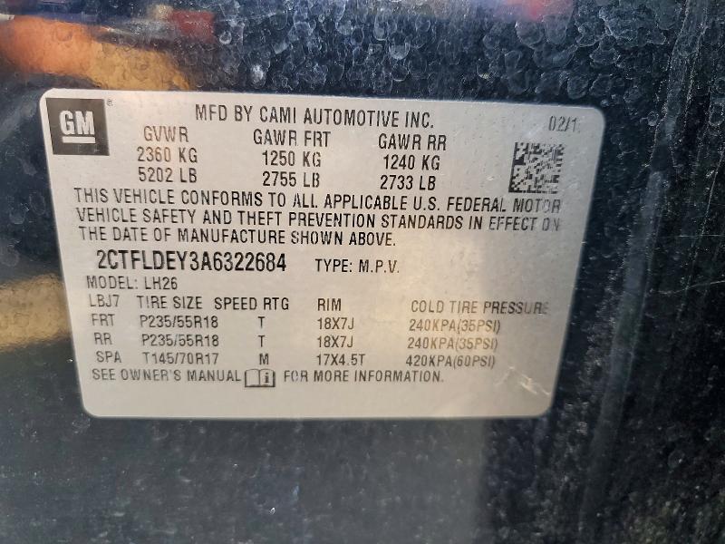 64852946 :رقم المزاد ، 2CTFLDEY3A6322684 vin ، 2010 Gmc Terrain مزاد بيع