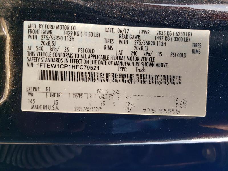 Продажа на аукционе авто 2017 Ford F150, vin: 1FTEW1CP1HFC79521, номер лота: 64680486