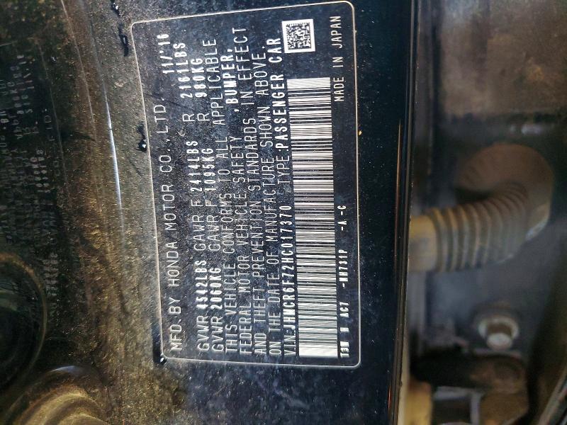 62830676 :رقم المزاد ، JHMCR6F72HC017370 vin ، 2017 Honda Accord مزاد بيع