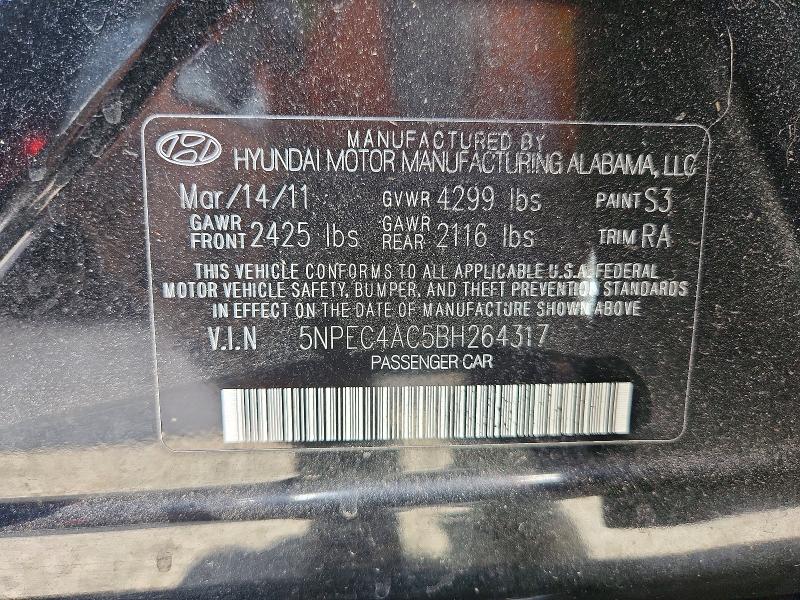 Aukcja sprzedaży 2011 Hyundai Sonata, vin: 5NPEC4AC5BH264317, numer aukcji: 65328676