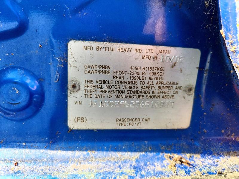 66440396 :رقم المزاد ، JF1GD29623G510387 vin ، 2003 Subaru Impreza مزاد بيع