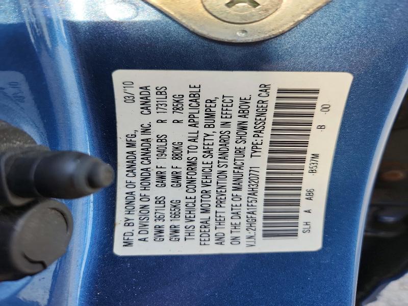 63692726 :رقم المزاد ، 2HGFA1F57AH320771 vin ، 2010 Honda Civic مزاد بيع