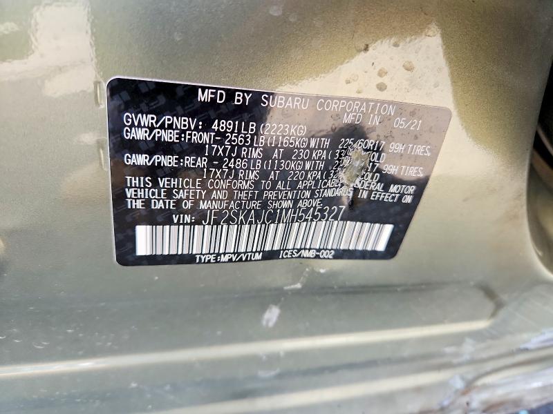Aukcja sprzedaży 2021 Subaru Forester, vin: JF2SKAJC1MH545327, numer aukcji: 65569206