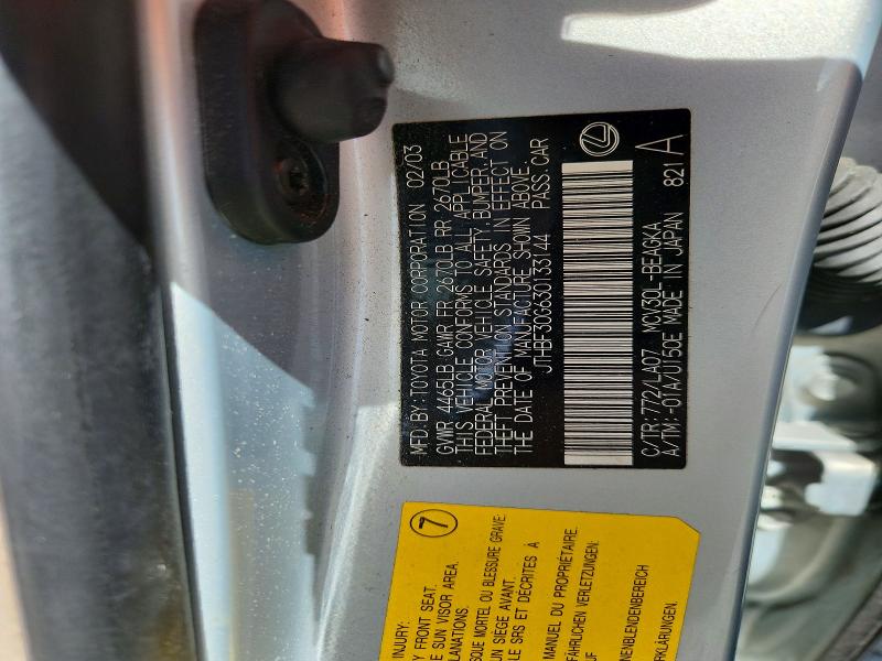 64363586 :رقم المزاد ، JTHBF30G630133144 vin ، 2003 Lexus Es مزاد بيع