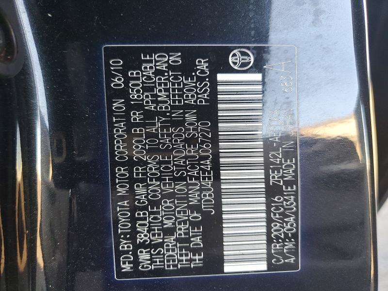 Продажа на аукционе авто 2010 Toyota Corolla, vin: JTDBU4EE4AJ067270, номер лота: 66227866