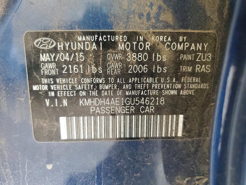 Продаж на аукціоні авто 2016 Hyundai Elantra, vin: KMHDH4AE1GU546218, номер лоту: 66406756