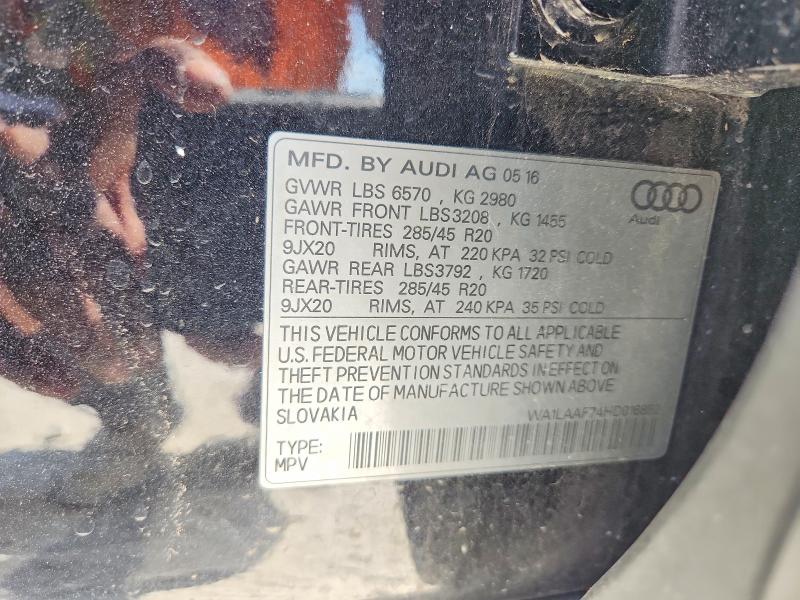 64311246 :رقم المزاد ، WA1LAAF74HD016852 vin ، 2017 Audi Q7 مزاد بيع