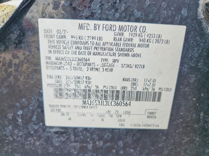 Aukcja sprzedaży 2020 Ford Ecosport, vin: MAJ6S3JL3LC360564, numer aukcji: 64459516